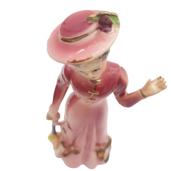 Vintage Japan‎ Victorian Lady w/Flower Basket Porcelain Figurine Kelvin Statue - Picture 3 of 10